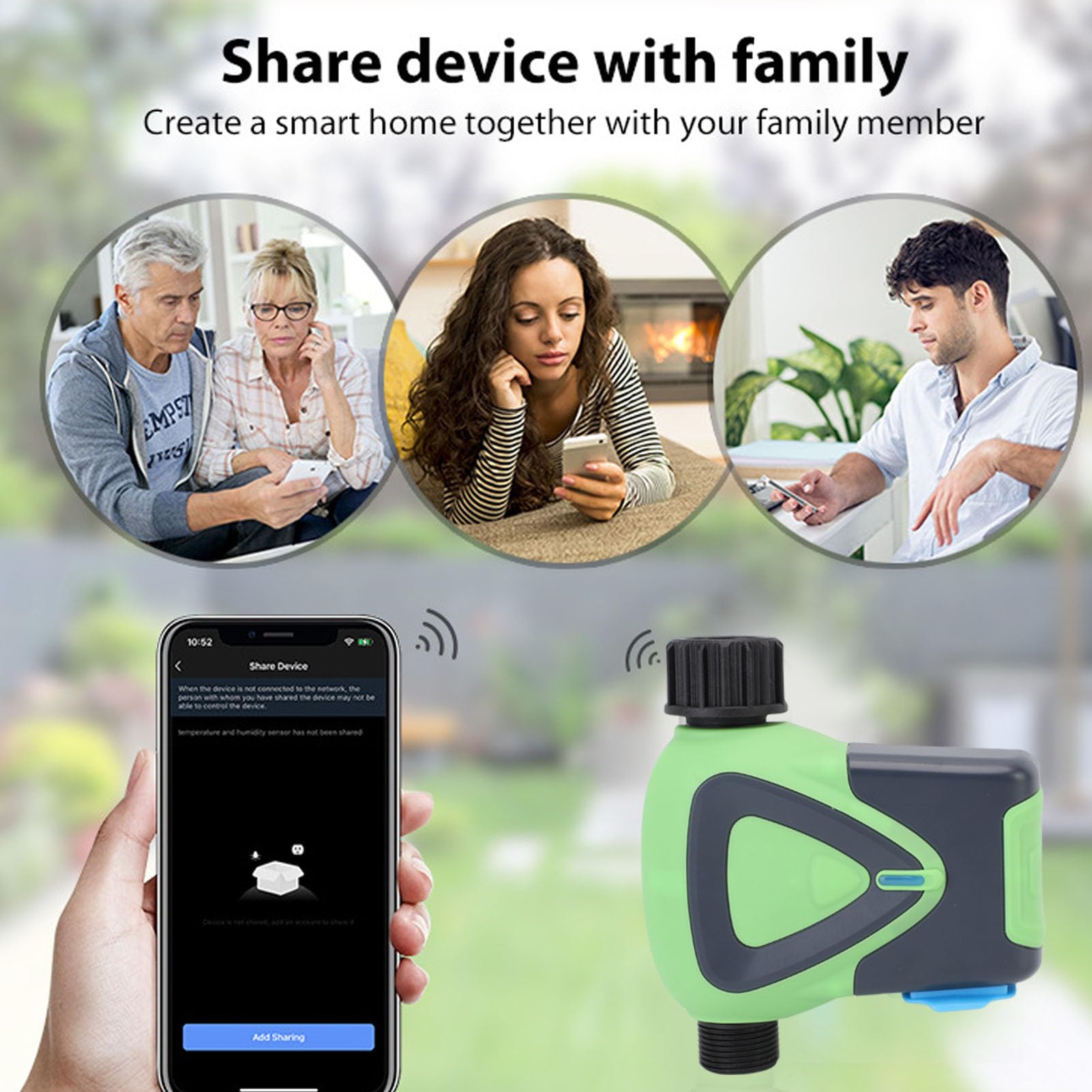 Timer per Irrigazione WiFi, Controller per Irrigatore Intelligente da Giardino Timer Programmabile per Tubo da Esterno con Filtro in Acciaio Inossidabile e Controllo Vocale per