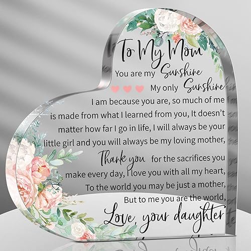 Regalo para mamá, regalo para papá, regalo para suegra, regalo para mamá, regalo de corazón acrílico, placa para madres, papás, regalos de disponible en Yaxa Colombia