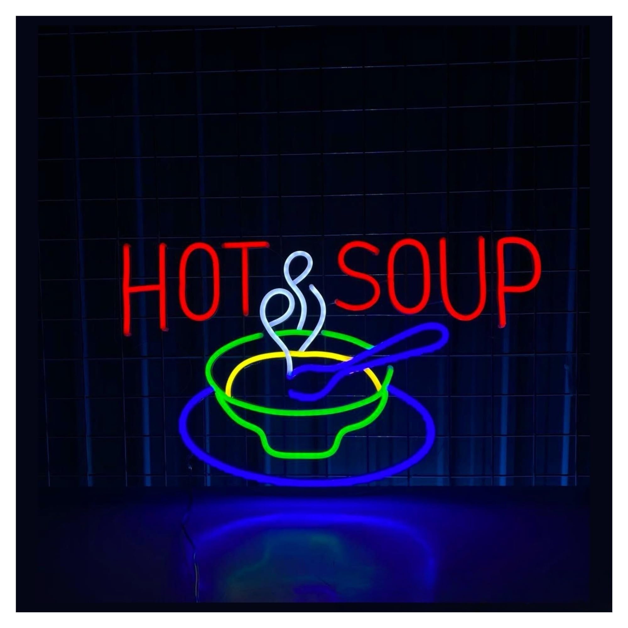 Decoración Lámparas Letrero De Neón Hot Souppara Cocina, Restaurante, Cafetería, Tienda, Escaparate, Entrada Comercial, 58cm