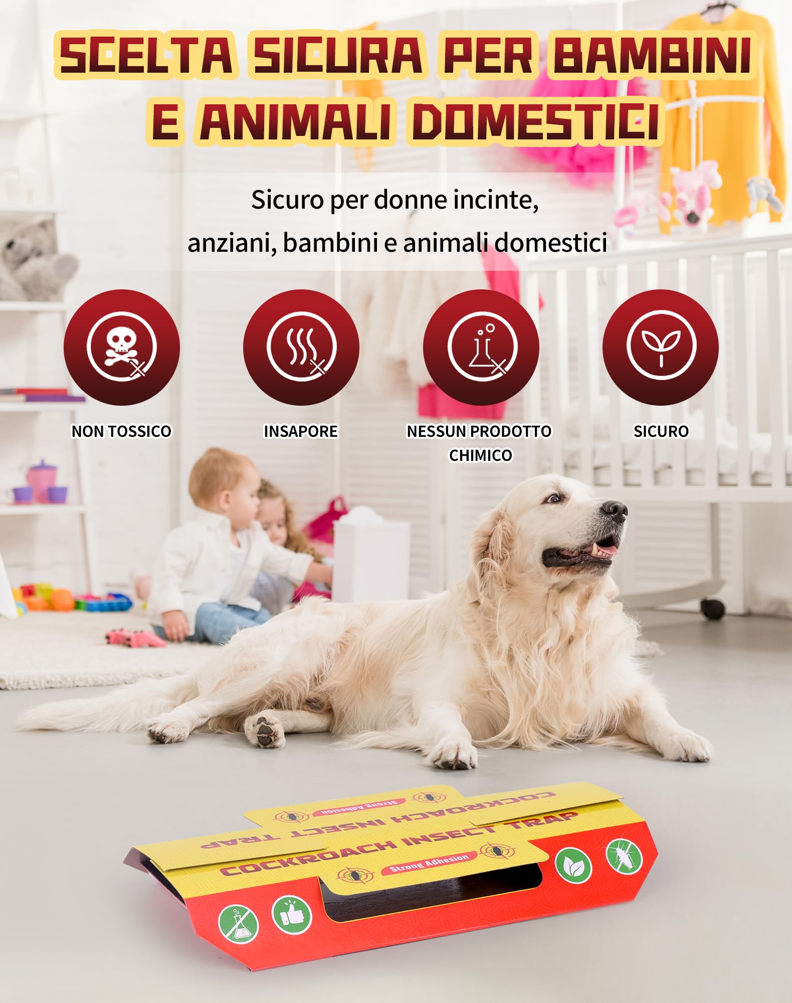 30 Pezzi Trappole Scarafaggi e Blatte Trappola per Eliminare Scarafaggio Atossico e Insapore Anti Blatte per Casa, Cucina, Bagno, Soggiorno, Armadio, Ufficio, Proteggere Bambini e Animali Domestici