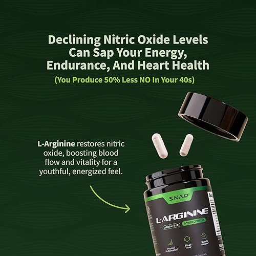 Miniatura 6 de Snap L - Cápsulas de arginina - Suplementos de circulación sanguínea con nitrosigina y citrulina L para energía natural, aumenta el flujo sanguíneo