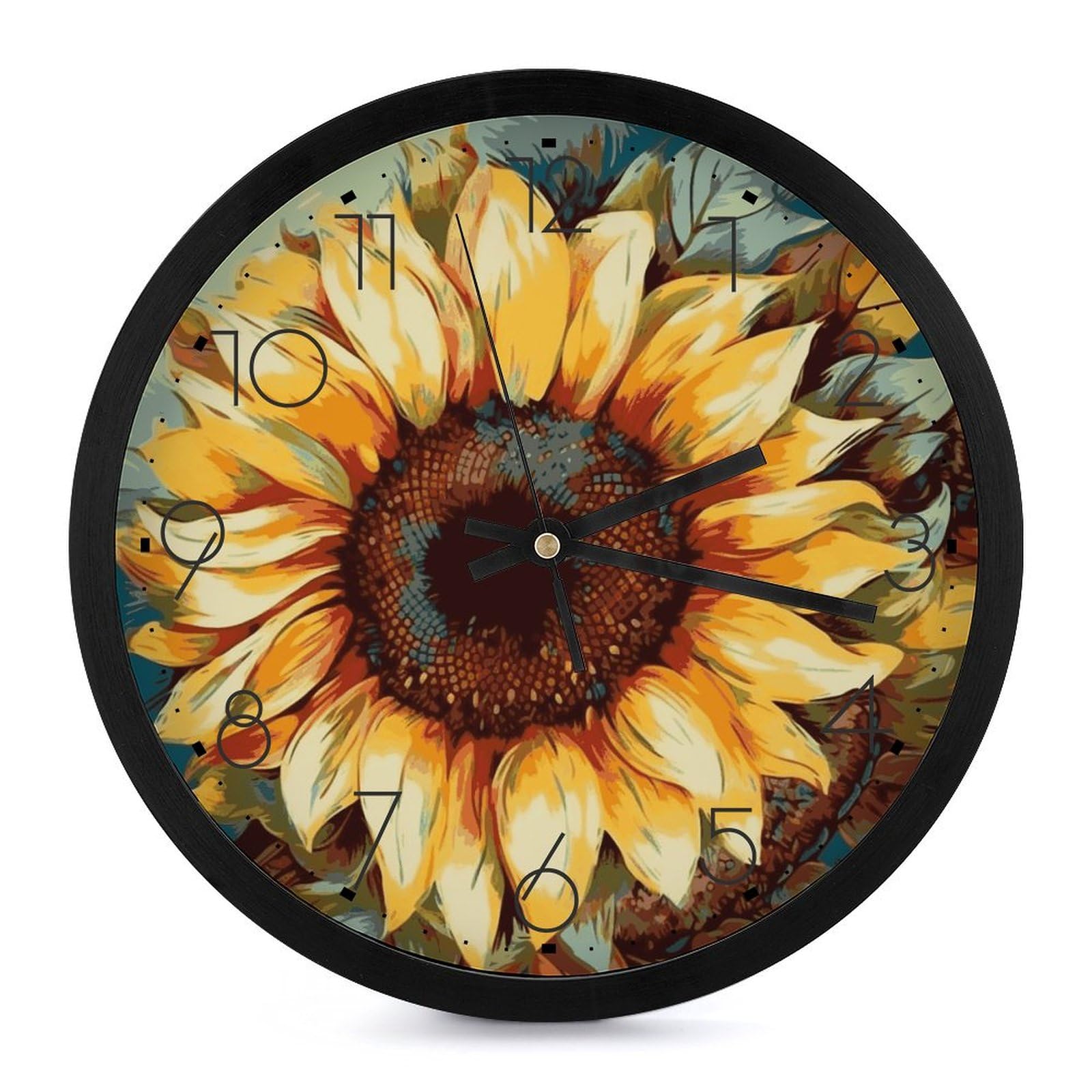 Horloge murale pour salon cuisine et chambre motif tournesol