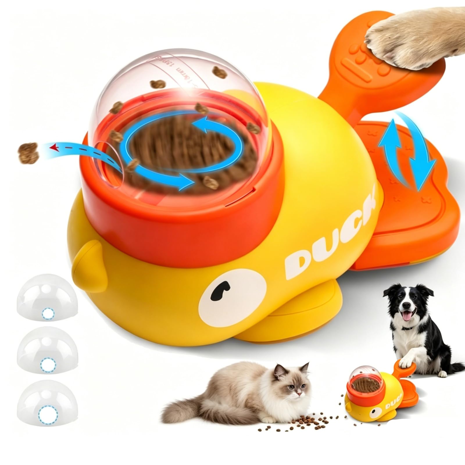 Ogrmar Interactive Duck Dog Puzzle Toy, Treat Dispenser with Anti-Slip Pad, Press-Type Slow Feeder for IQ Training & Boredom Relief, Mental Enrichment for Small Medium Dogs & Cats, Yellow