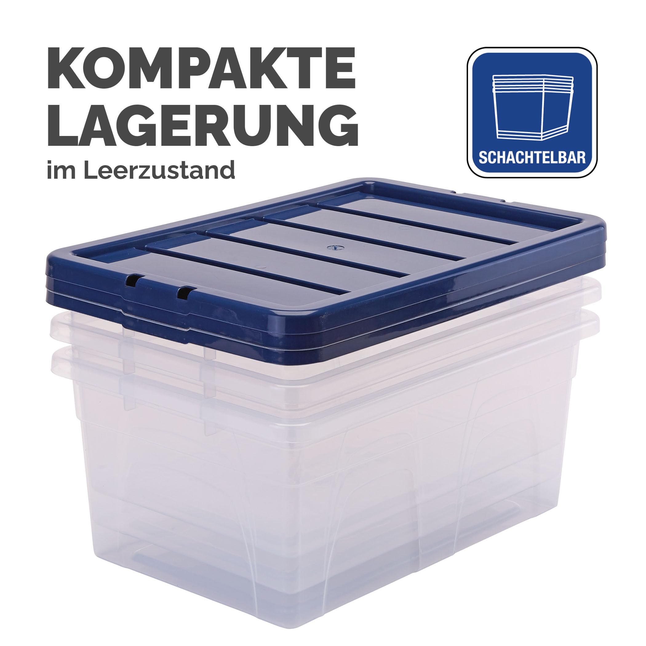BANKERS BOX 38L Kunststoff-Aufbewahrungsbox 3er-Pack, BPA-frei & 100% recycelte Deckel, verschachtelbar & stapelbar, Staubschutzdeckel, 25x38x56cm, ideal für Haus & Büro Organisation