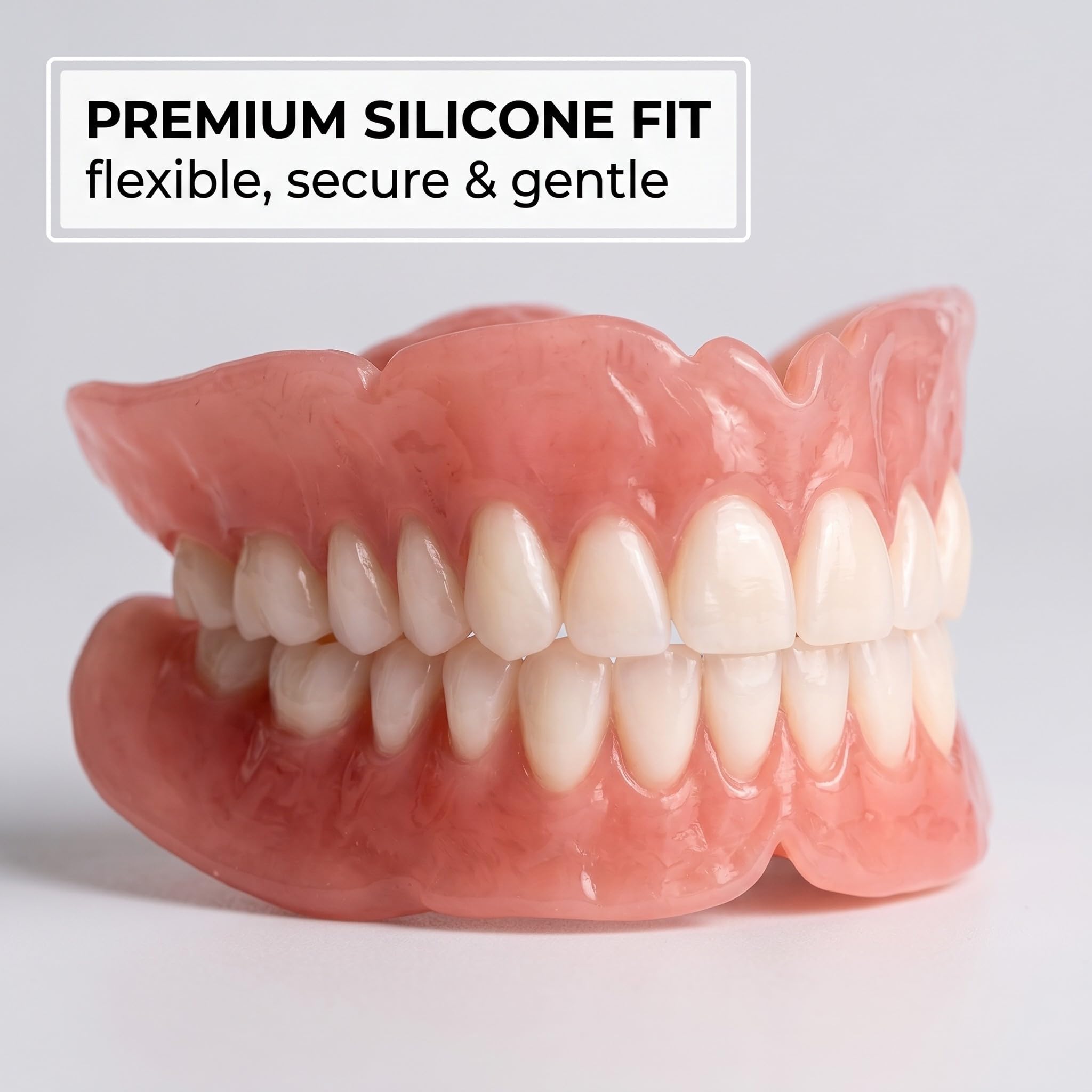 3 Set Prothese Dentaire À Clipser,Dents Amovibles À Clipser, Dentier Silicone Avec Palais, Dentier Silicone Souple, Pour Toutes Les Occasions Sociales(C)