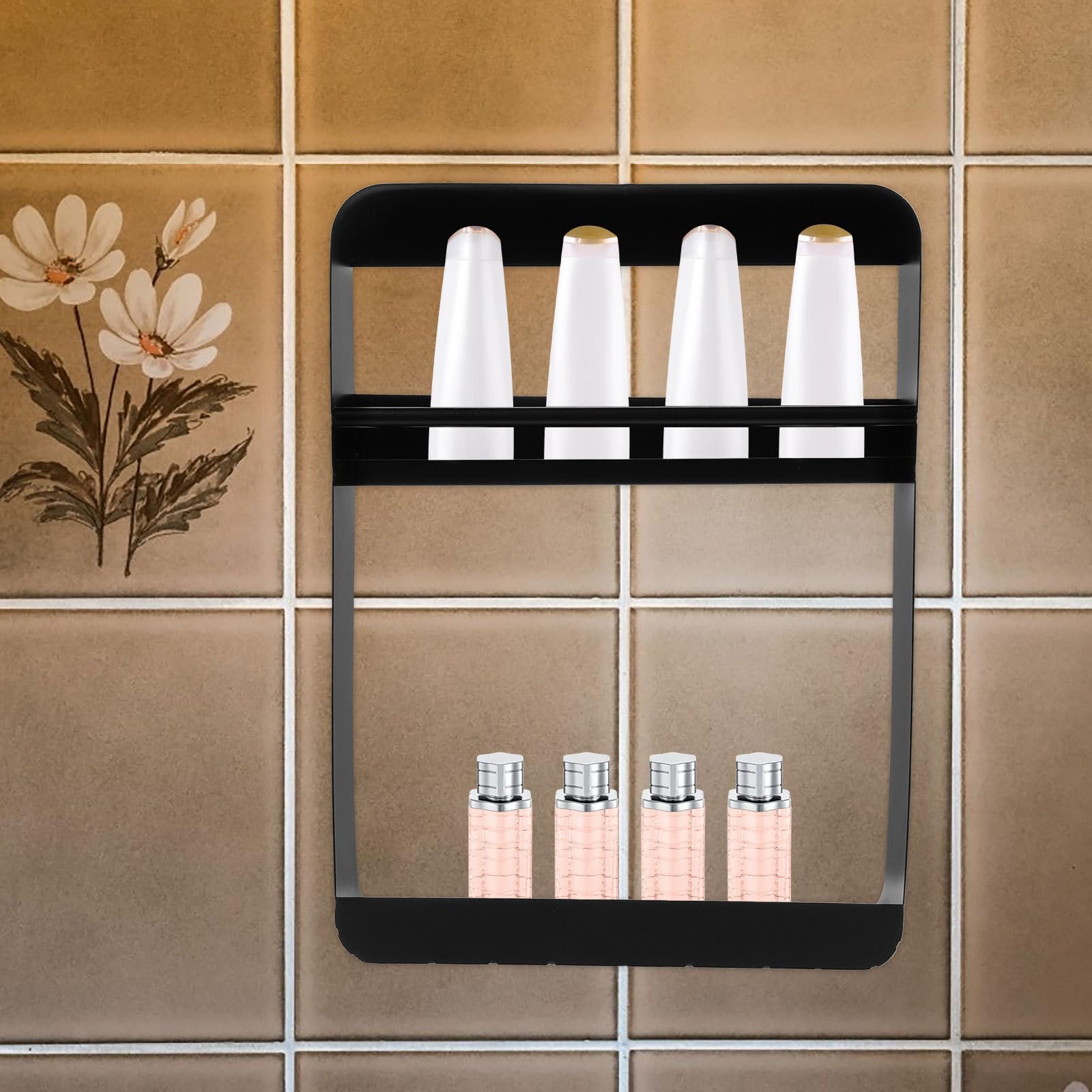 Acero Inoxidable Estante de Pared Multiusos Negro, para Baño