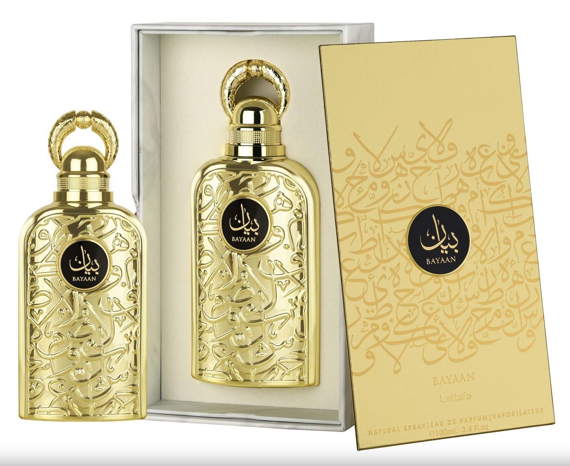 Perfume Bayaan 100ML, Perfume Árabe para Mujer de Larga Duración, Eau de Parfum Incluye Atomizador Recargable 5ML Fragancia Floral y Dulce con Notas de Cassis, Praliné y Vainilla (Bayaan)