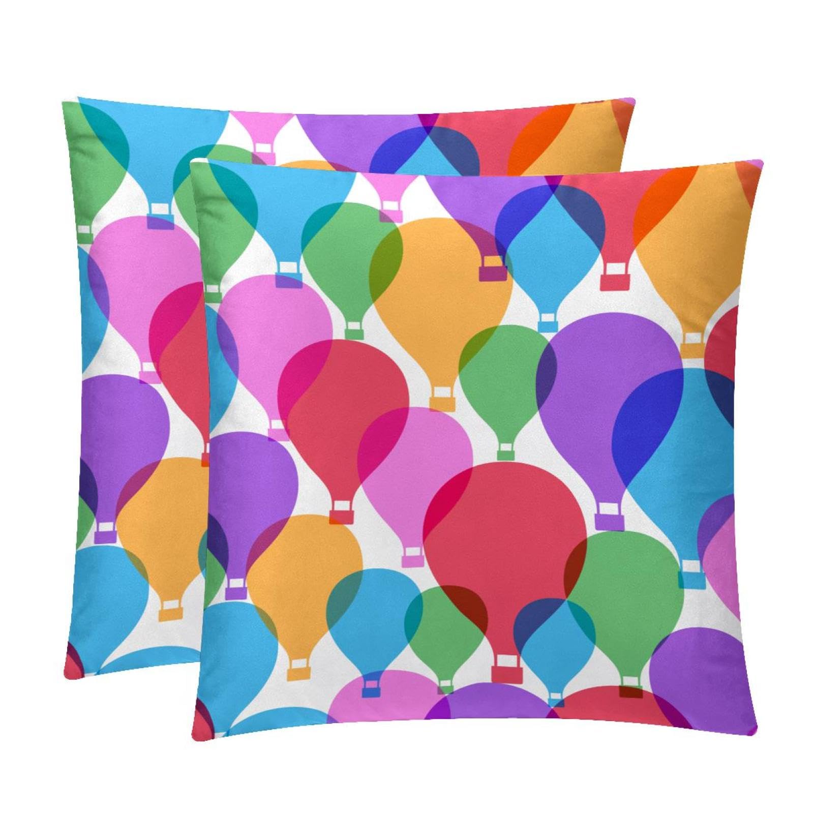 TDGKPZ Hot Air Balloon Throw Pillow Covers 2 Pack Pillowcases Soft Cozy Pillow Cases For Couch Bed Sofa 50x50cm