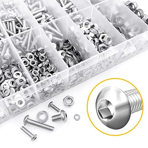 Miniatura 7 de MYWISH 1290 piezas M2 M3 M4 M5 Kit surtido de tornillos de acero inoxidable 304 con cabeza de botón de acero inoxidable 304, tornillos métricos con