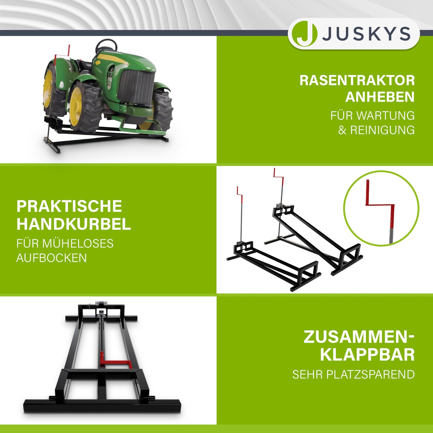 Juskys Rasentraktorheber bis 400 kg 45° Hebebühne für Rasenmäher Aufsitzmäher Schwarz