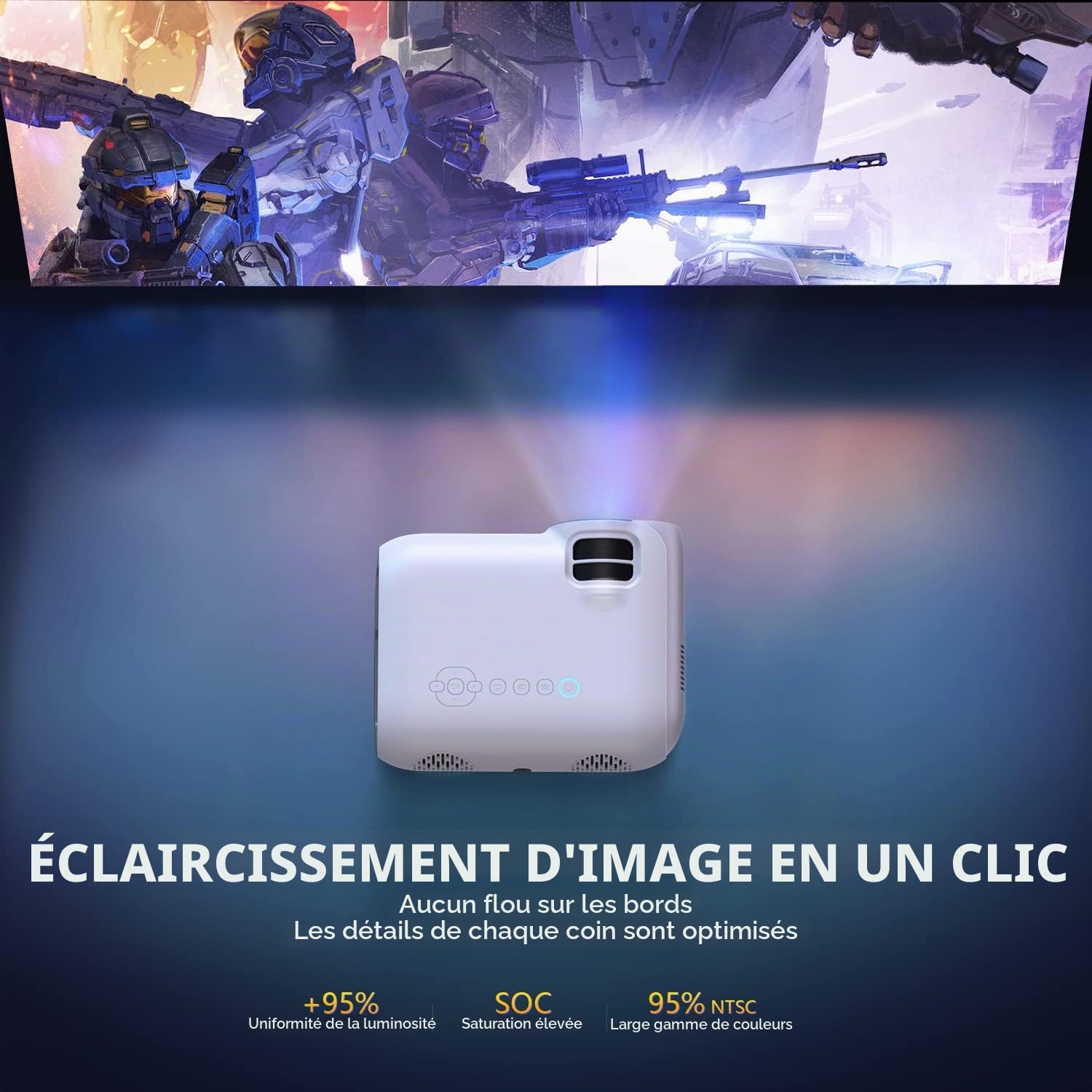 Projecteur WiFi 5G Bluetooth 1080P natif Mini portable 7500 lumens Home Cinéma 130 000 heures 300" Écran HDMI/VGA/USB/AV/SD