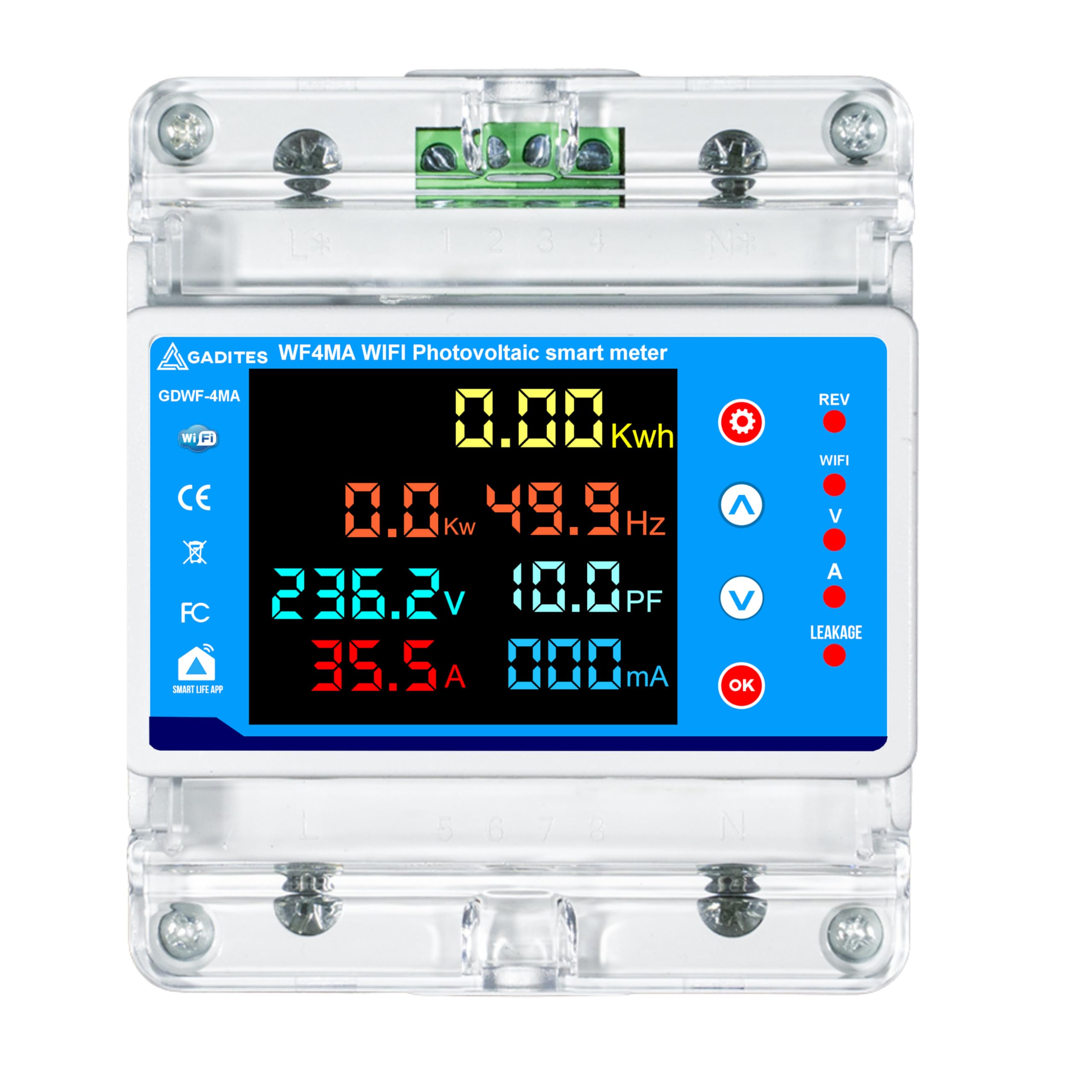 GADITES 100A 22kwi Wifi Smart Energy Voltage Protector Energy Meter Multifunction Bidirectional Meter for Home Frequency Active Power Factor Current Ampere (B0D8BDL11B) Amazon Price History, Amazon Price Tracker