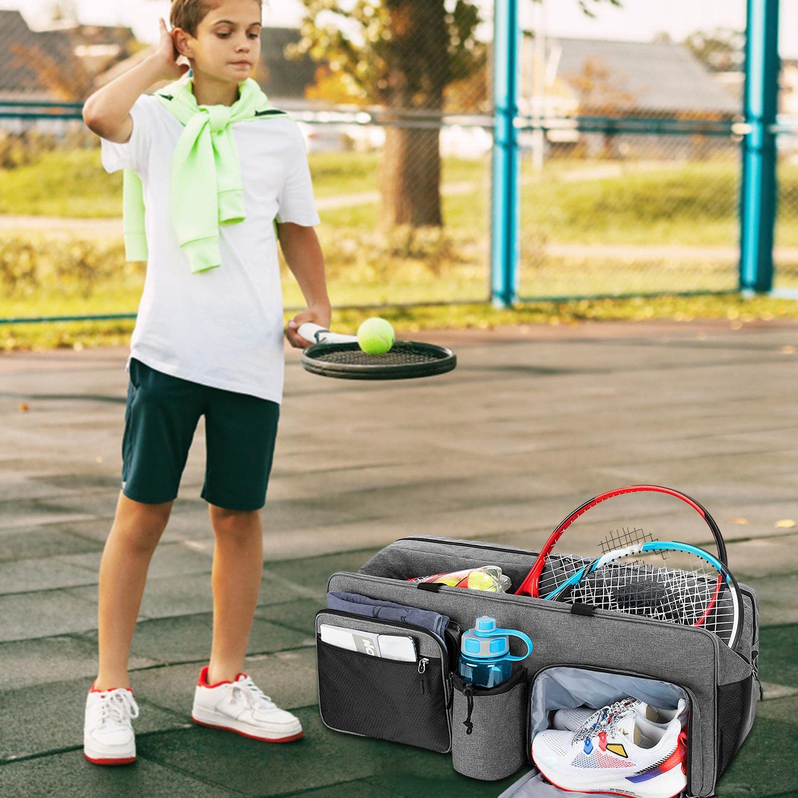 Sac De Sport Tennis Femme – Weekend Bag Avec Compartiment Chaussures, Léger, Imperméable, 35L – Pour Raquette, Pickleball Et Gym