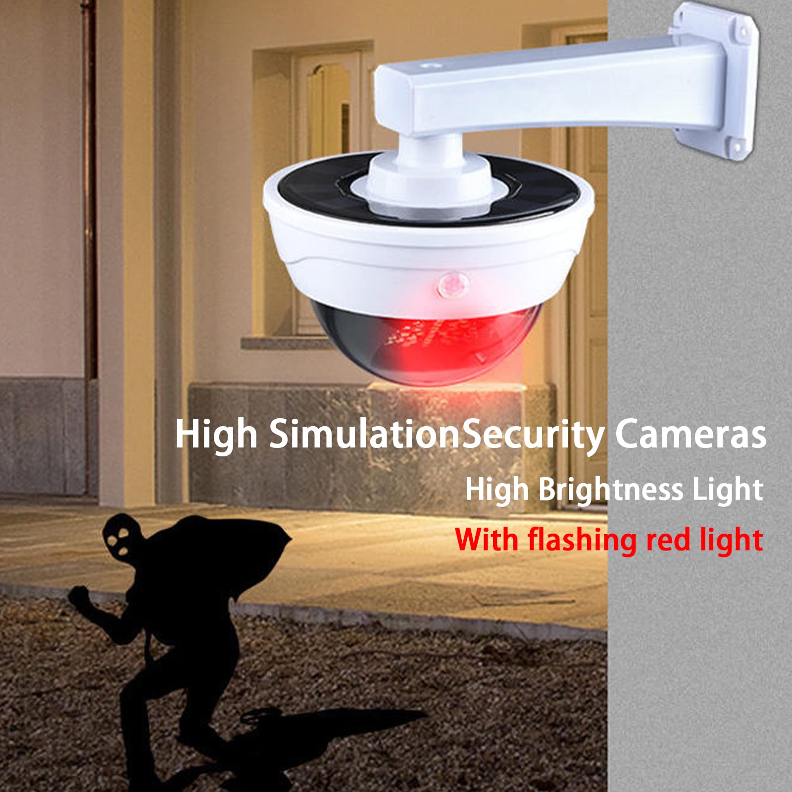 Cámara de seguridad simulada con sensor de movimiento y luces LED - Cámara de vigilancia impermeable al aire libre simulada para hogares y negocios