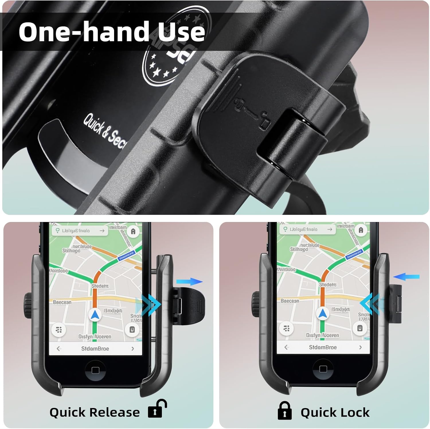 Golf Push Cart Phone Holder, Scooter Phone Mount, Stroller Phone Holder, Bike Phone Mount for All Phone Compatible with CaddyTek, Bag Boy, Clicgear, Sun Mountain, Baby Trend, Gaggle & More