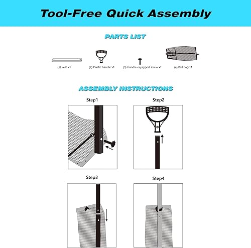Miniatura 9 de Tolva de pelota de tenis ligera  Capacidad para más de 50 pelotas de tenis o más de 40 pelotas de pickleball  Recogedor de pelotas de tenis