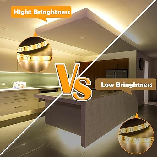 Miniatura 4 de COB - Tira de luces LED, tira LED blanca cálida de 16.4 pies, cinta LED cortable de 3000 K, 1260 LED de 12 V, tira flexible de iluminación para TV,