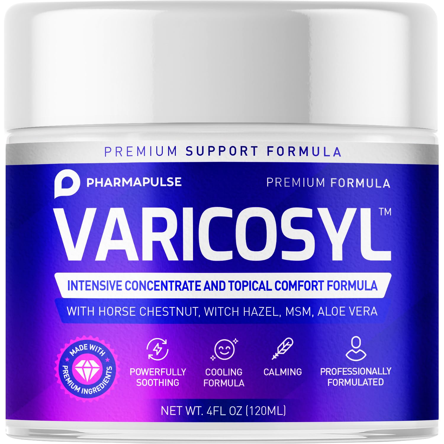 Pharmapulse Varicose & Spider Veins Soothing Leg Cream - Relaxing Formula Fast-Acting Relief Expertly Crafted For Optimal Comfort 4Oz