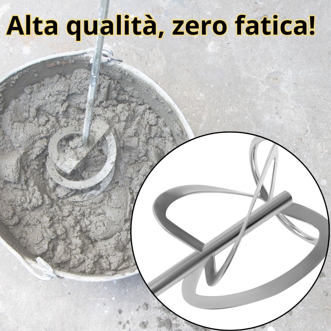 Miscelatore per Malta e Cemento 1600W con 6 Velocità e Attacco M14 + Livella Laser 4D a 16 Linee con Raggio Verde Autolivellante, Kit Professionale 2 in 1.