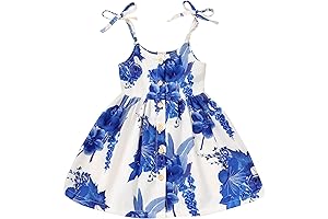 Toddler Girl Dress, 1-5T YOUNGER TREE Blue Floral Summer Dresses