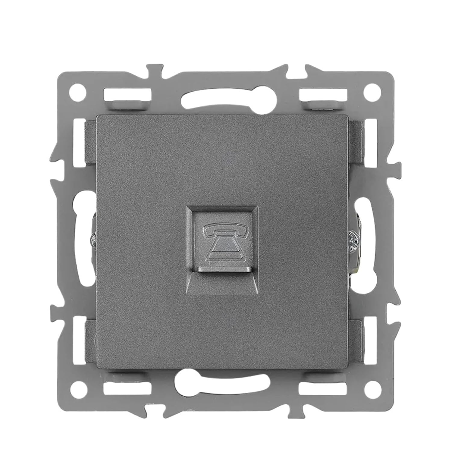 SRAN F9 Series Gray Aluminum Alloy Panel Light Switch EU French Electrical outlets USB Wall Plug TV rj45 Socket Module DIY(Telphone)