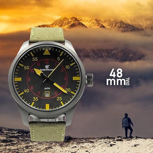 Miniatura 7 de Smith & Wesson Reloj N.A.T.O. para hombre, 5 ATM, movimiento japonés, acero inoxidable, resistente al agua, reloj táctico, cuarto de galón de