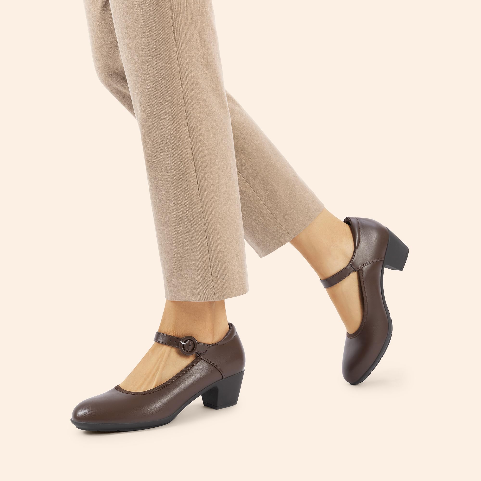 DREAM PAIRS Mary Jane Chaussures à talons bas et épais pour femme - Escarpins confortables - Pour le travail et les affaires