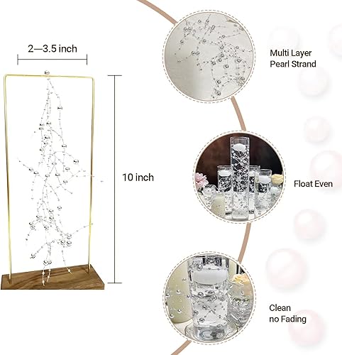 Miniatura 10 de Cadena de perlas para velas flotantes, 12 juegos de relleno de jarrón de perlas para centros de mesa de boda (blanco)