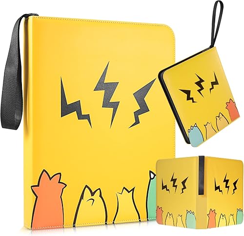 Card Binder for Cards with Sleeves 9-Pocket 900 Cards Card Binder Holder Book Compatible Collection Gifts for Boys GirlsYellow