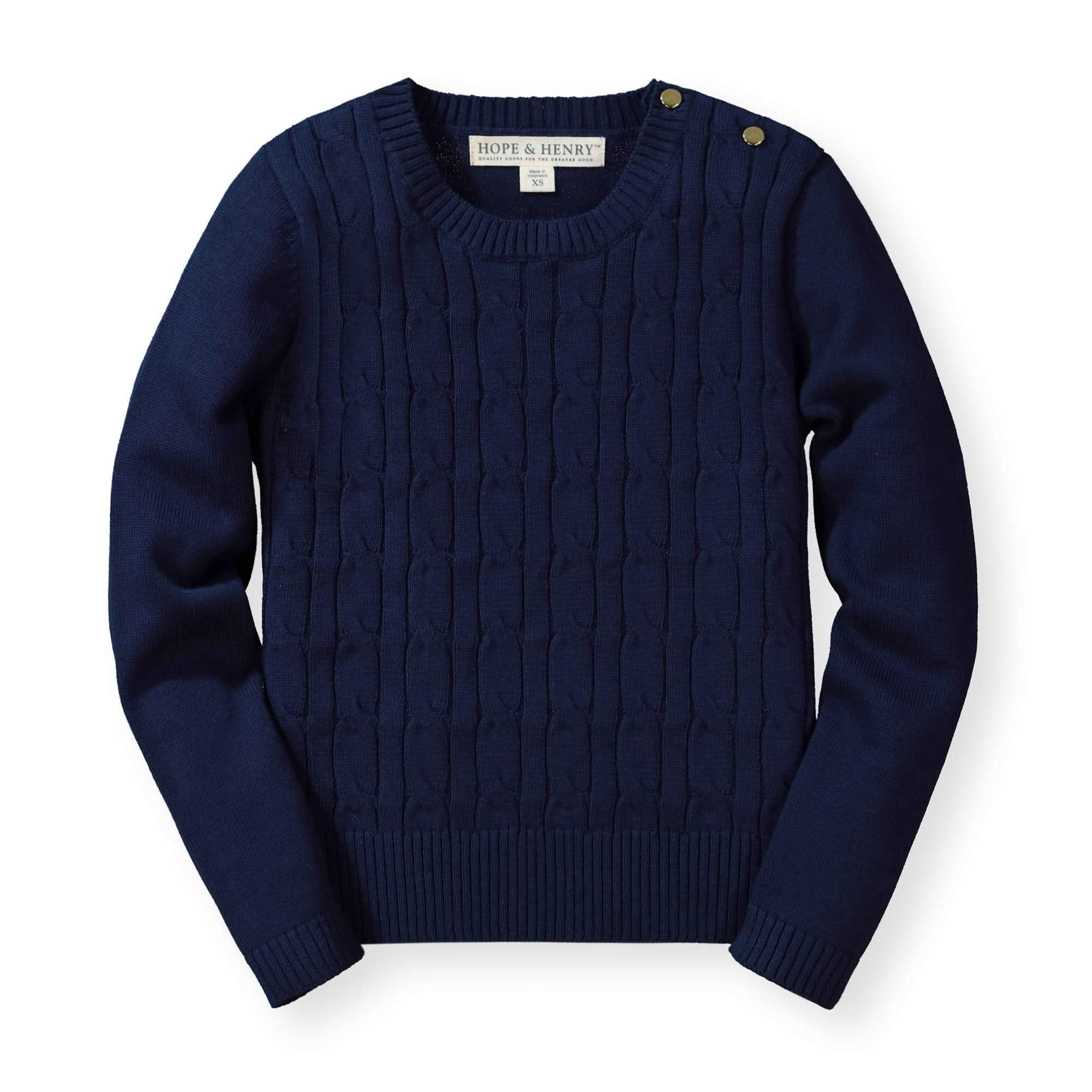 Hope &amp; Henry Girls Cable Front Pullover Sweater