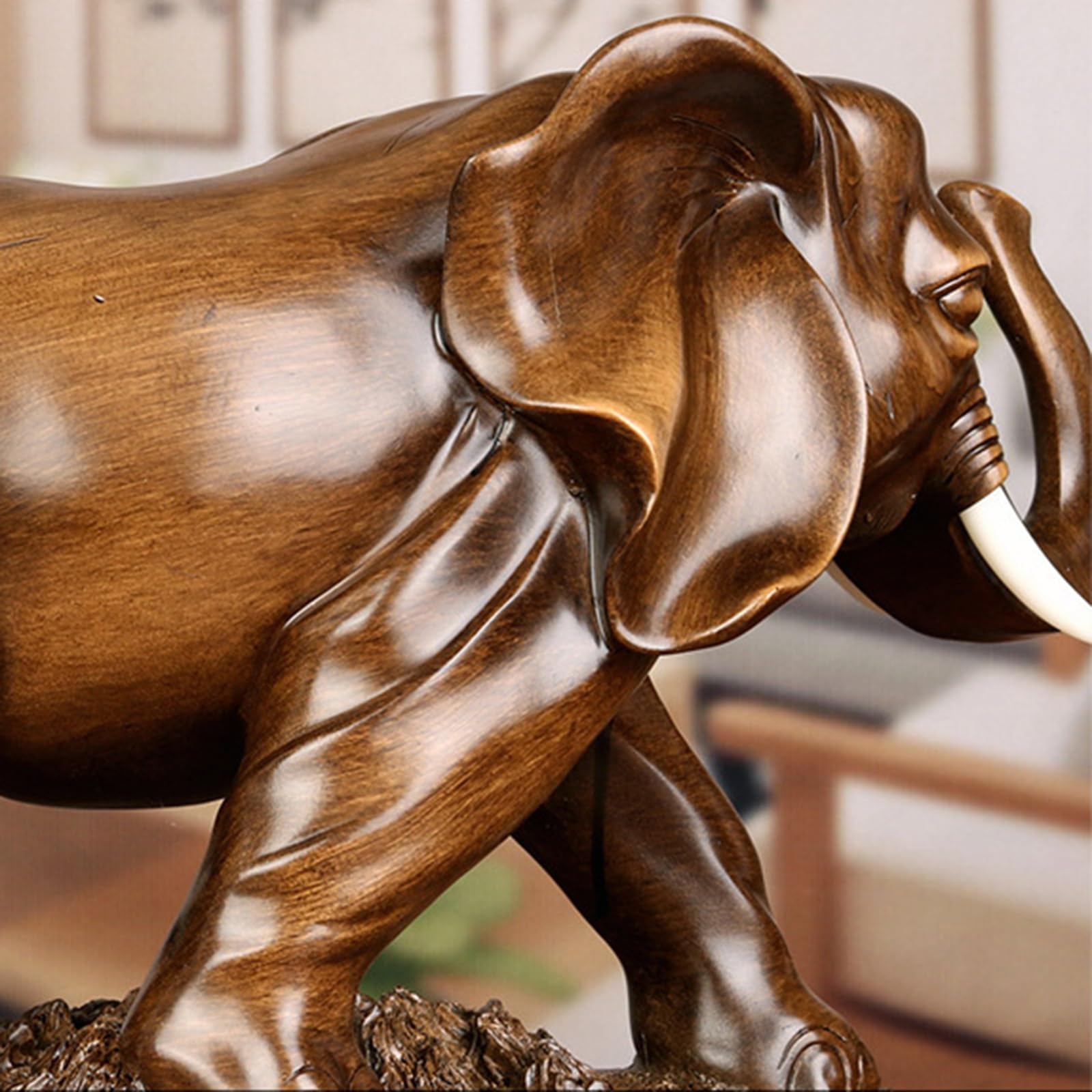 Decorazione Elefante, Statua Decorazione Elefante Bianco, Decorazione per Camera Letto,Soggiorno Appartamento Ufficio Armadietto del Vino, Resina,Golden Elephant