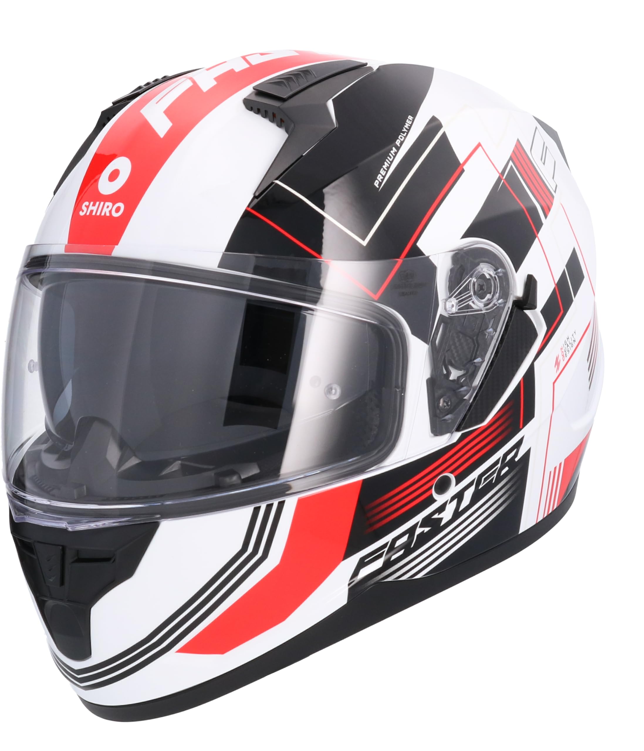 Shiro HEMETS SH-667 Casque intégral Faster blanc et rouge avec lunettes solaires