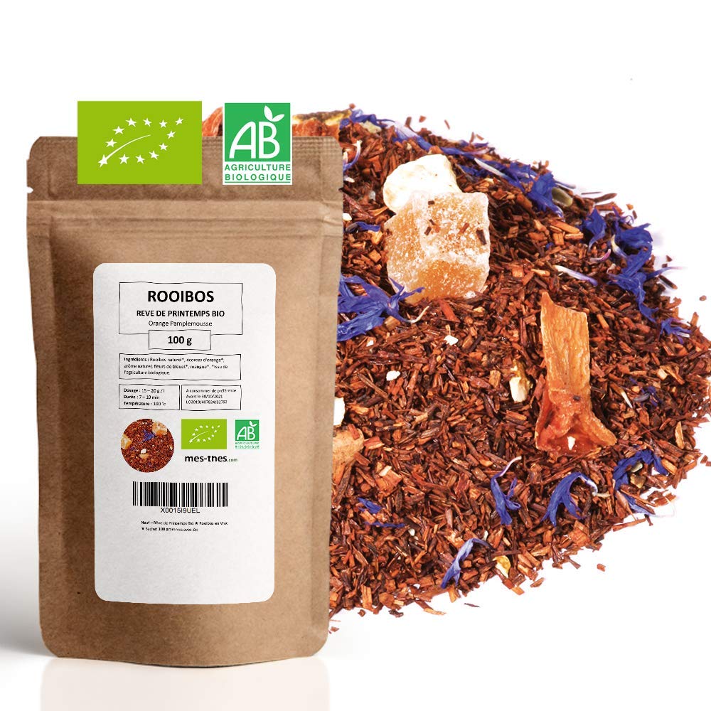 Rooibos Bio Orange Pamplemousse - Rêve de Printemps - 100g (40 tasses) - Thé en vrac - 100% Agriculture Biologique - Mes-Thés