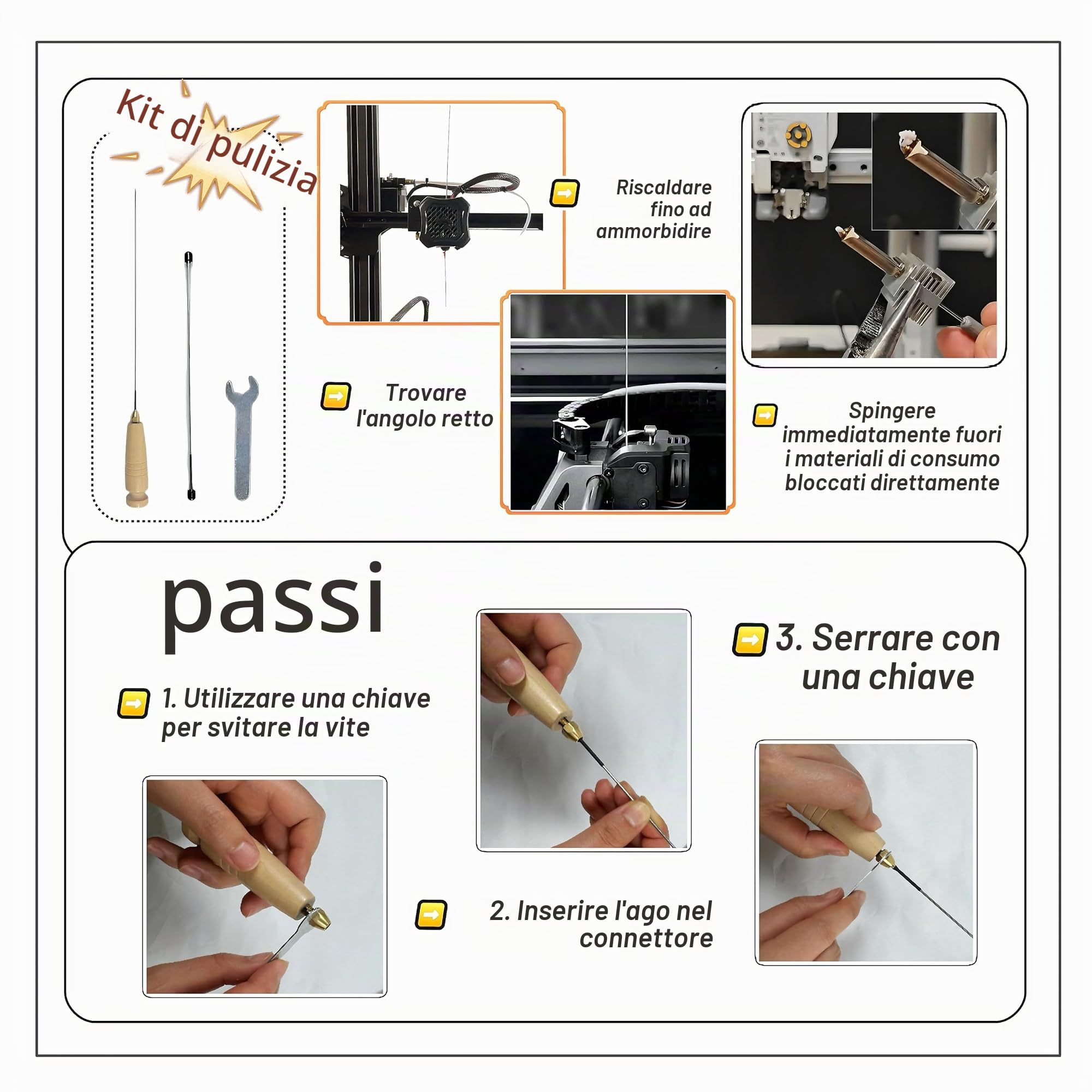 214 Pezzi Kit Strumenti Stampante 3D, Accessori con Pulizia Ugelli, Sbavatore, Lime di Precisione, Pinze e Cacciavite a Cricchetto per Manutenzione e Rimozione Supporti