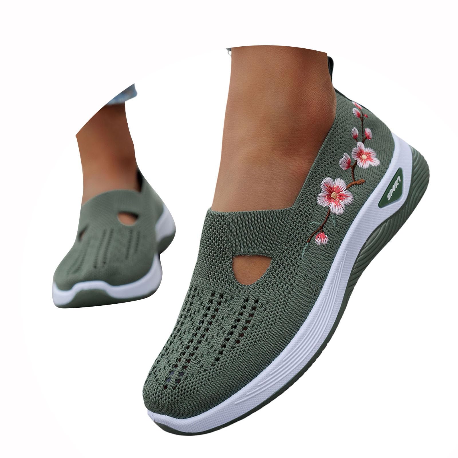 Zapatillas Ortopedicas Mujer Verano Zapatillas sin Cordones para Caminar Comodos y Ligeros Sandalias Palas Transpirables y Antideslizantes Zapatos de Diabéticos Entrenamiento Deportivas Malla Deporte