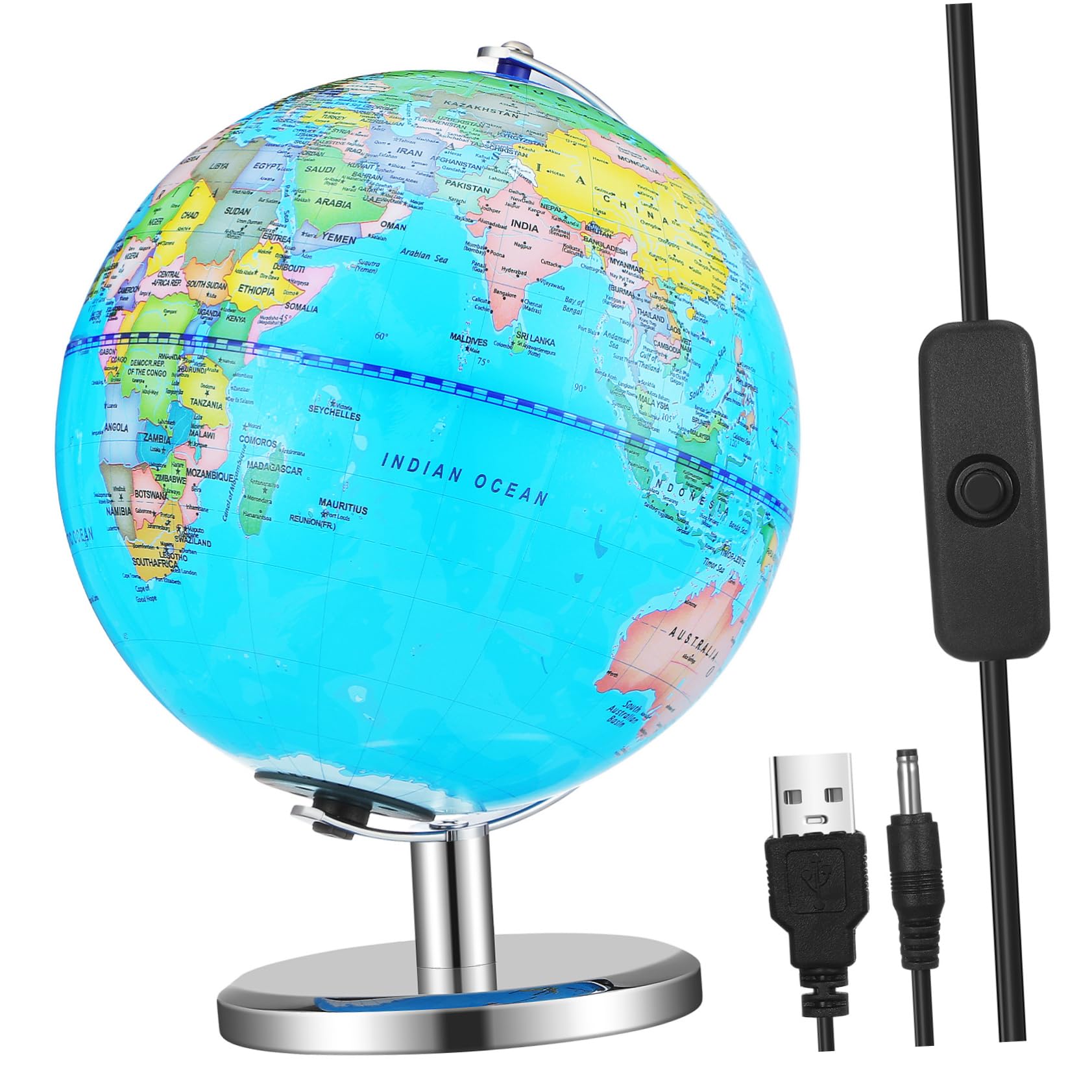 Globo Terráqueo Iluminado con Soporte Educativo para Niños
