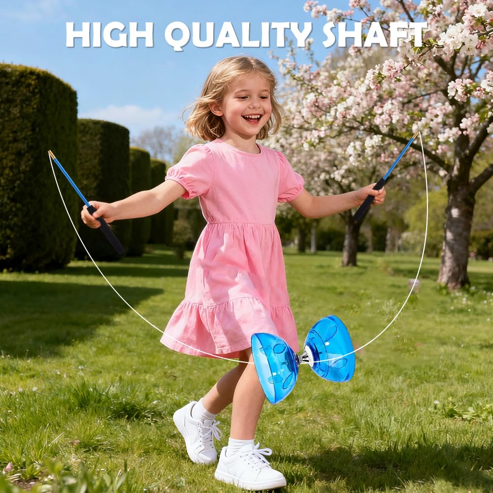 Yoyo - Diábolo LED con rodamiento de bolas, 4,5 mm, juego de diábolo que brilla en la oscuridad para niños y adultos, Yoyo profesional, bolas de malabarismo, juguete de circo (azul)
