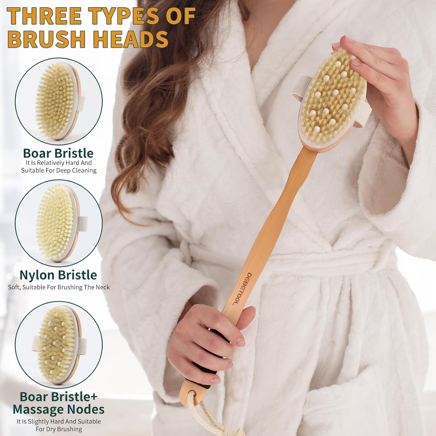 replacement heads and long handle included in dry brush set