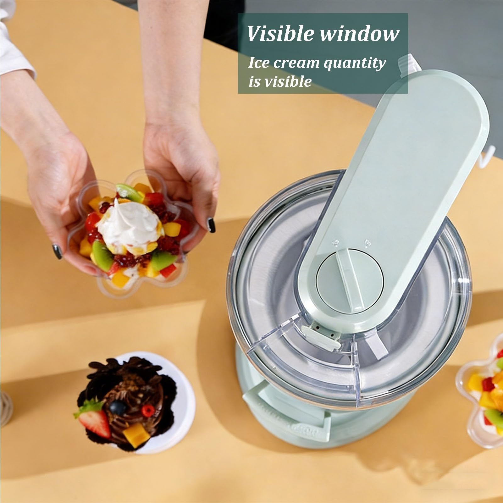 Heladera De 1 Litro, Mini Máquina Automática De Helado Suave, Con Ventana Transparente Visible, Preparador Casero De Conos Para Cocinas Domésticas, Apartamentos