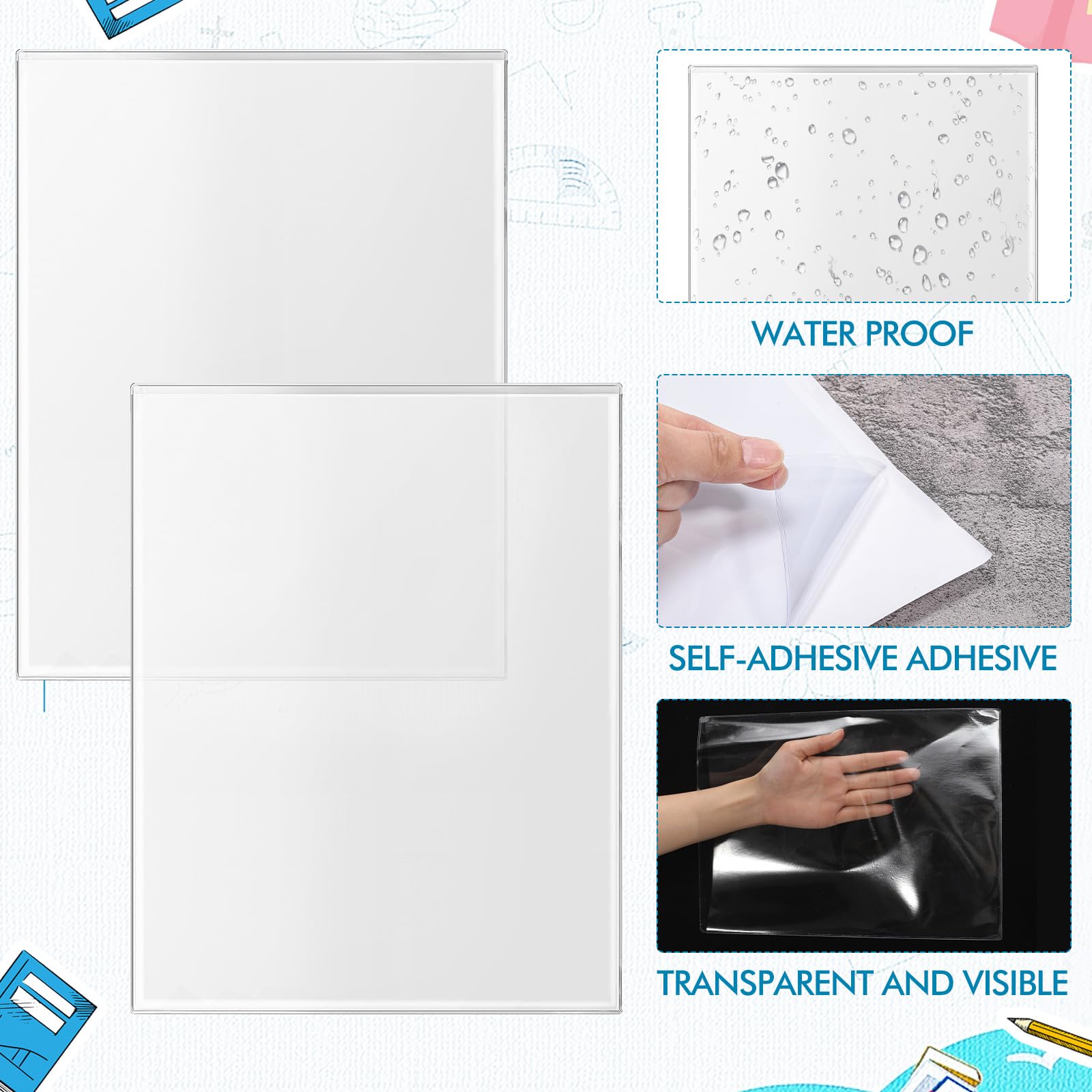 Outus Lot de 120 pochettes adhésives en plastique transparent pour ticket de travail, pour la maison, le bureau (21,6 x 27,9 cm)