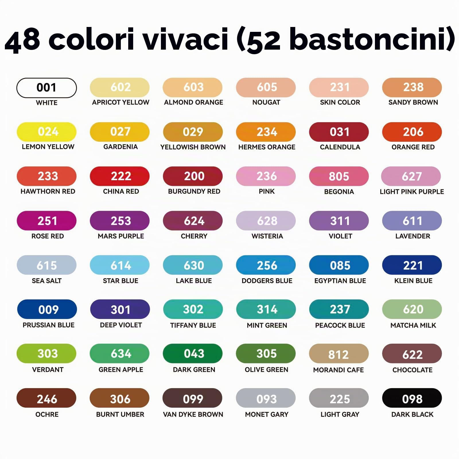 LIGHTWISH Pastelli ad olio professionali, 48 colori vivaci più 4 bianchi, set di 52 pastelli ad olio cremoso e pigmentato per artisti, per miscelare, applicare pannolini e fare ombre