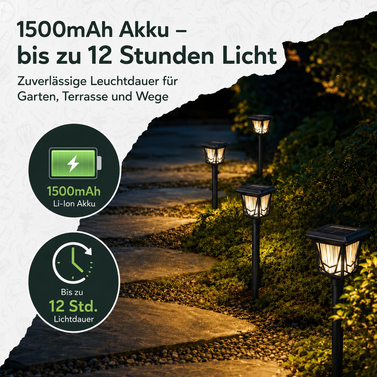 ROCAM Solarleuchten Garten Außen 6er Set, Solarlampen für außen Wegleuchten
