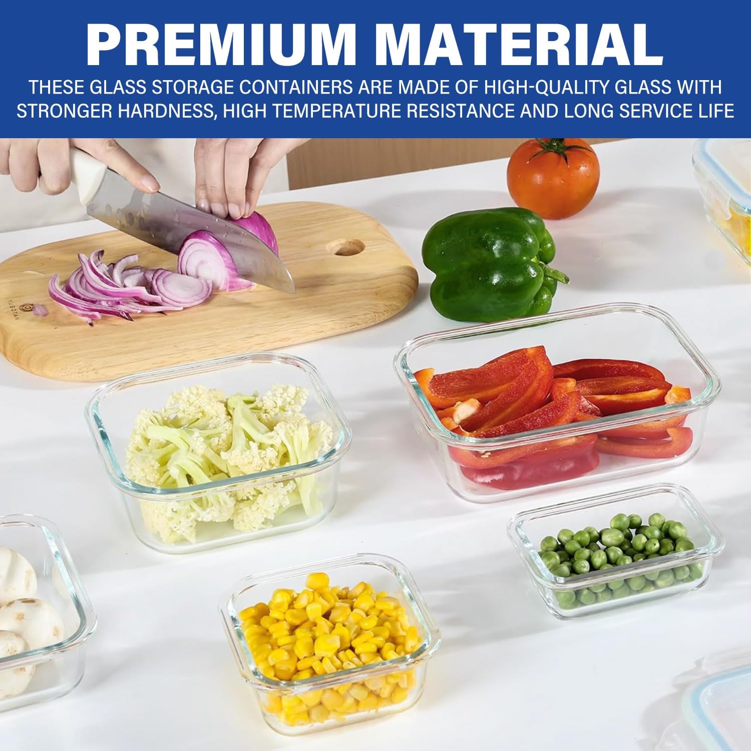 12 Pcs Glass Food Storage Lunch Containers Airtight Lids With Steam Vents, BPA Free Meal Prep Containers, Safe For Microwave, Dishwasher, Oven & Freezer Pantry Kitchen Storage, 310-1040ml