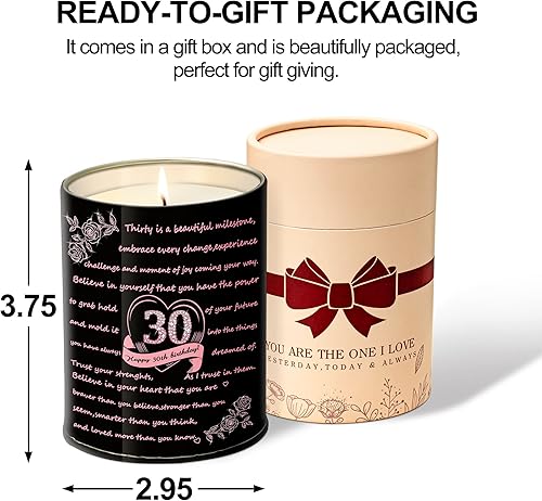 Miniatura 6 de Ideas de cumpleaños de 30 años, regalo para ella, velas de feliz cumpleaños 30 para mujeres, regalo romántico de cumpleaños para amiga, hermana,