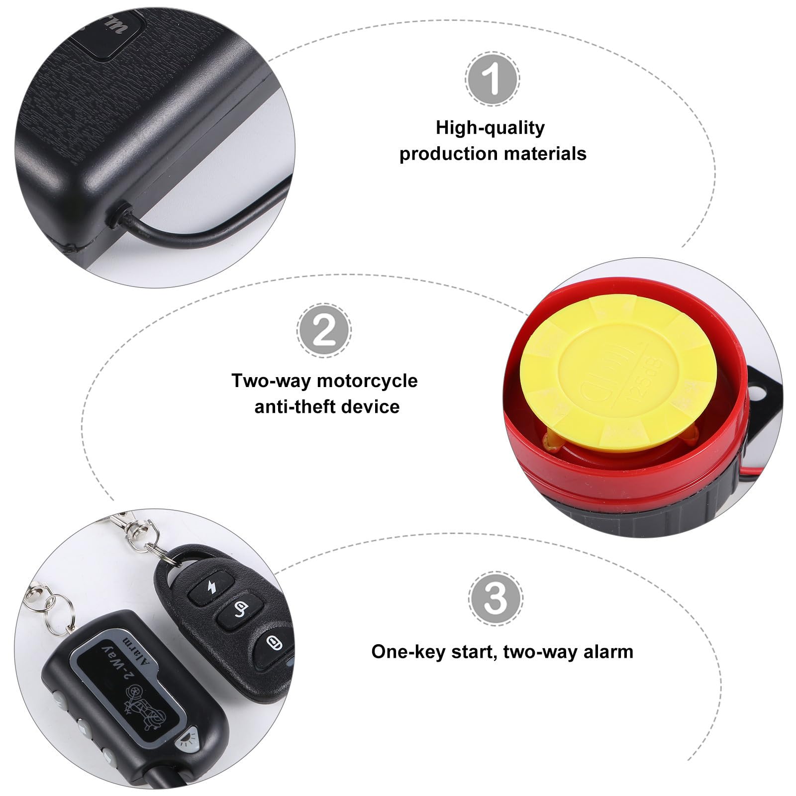 Housoutil Système D'alarme Bidirectionnel pour Moto Alarme Antivol, Fonction Démarrage et Arrêt Moteur, Portée Étendue, Matériau Abs et Cuivre pour Usage Extérieur