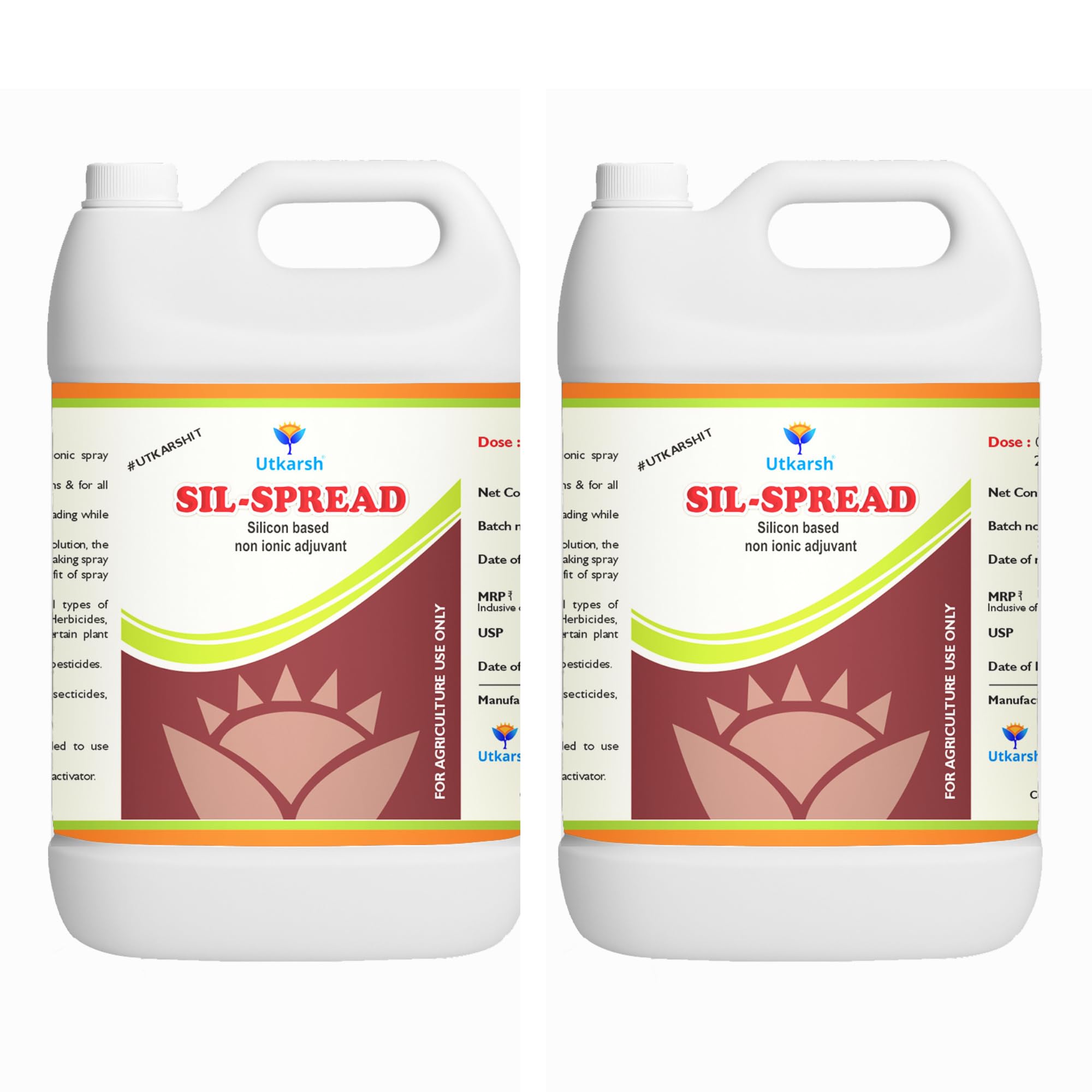 Utkarsh Sil-Spread | Silicon Based Non Ionic Adjuvant, Sticker, Activator, Spreader | Set of 2 of 5 Litre; 10 Litre