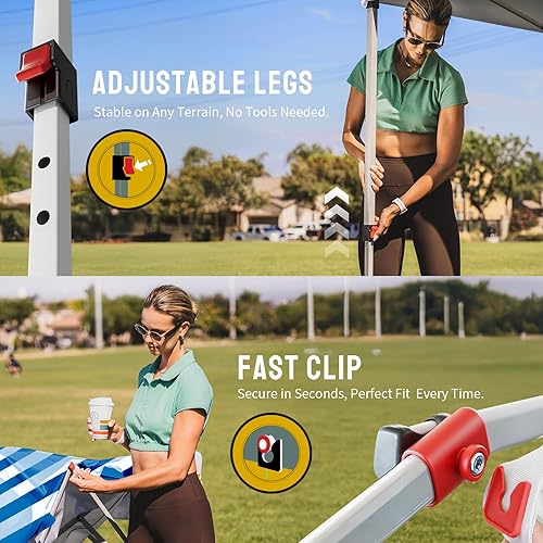 Miniatura 3 de Crown Shades Toldo desplegable de 10 x 10 pies – Tienda de campaña de playa con un solo empuje – Parasol al aire libre para eventos, fiestas