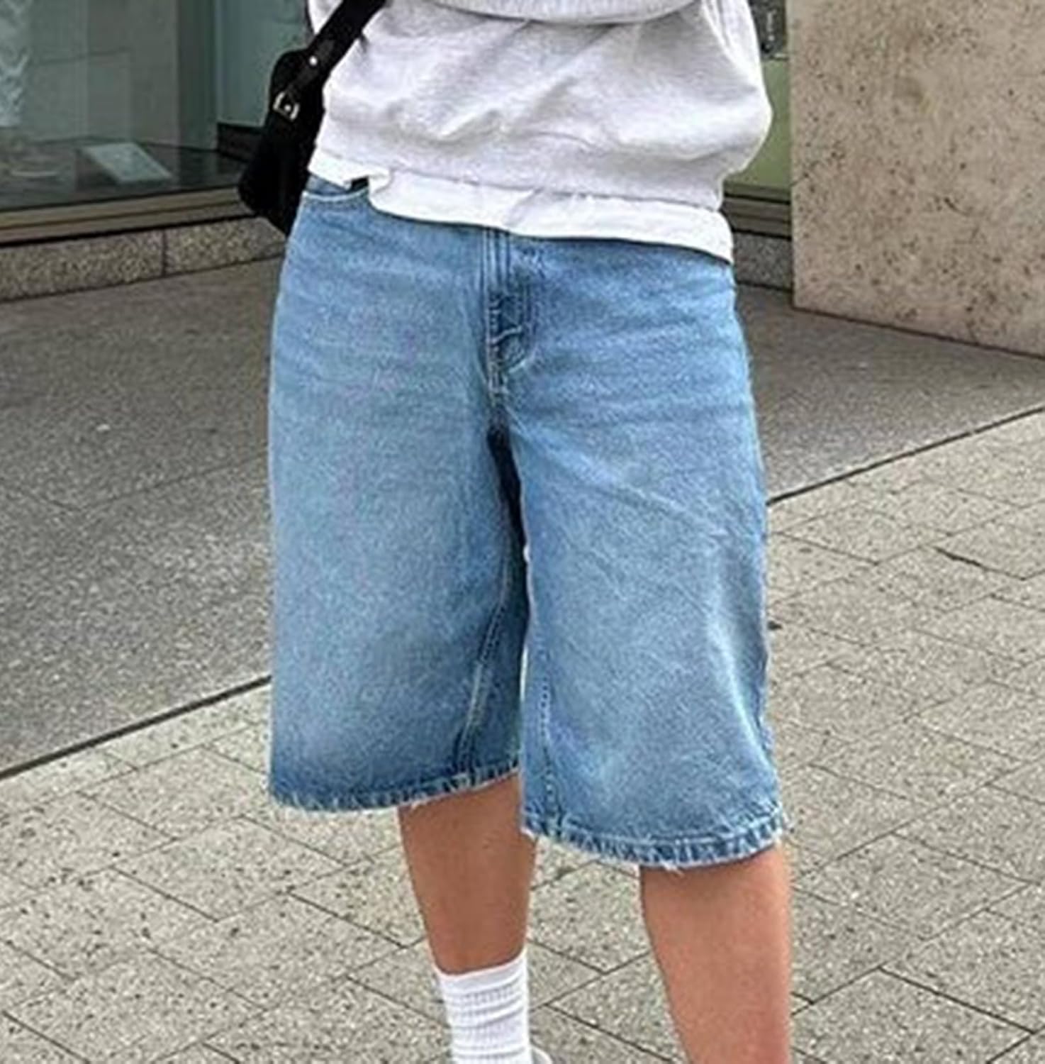 Hulpvktsgiq Baggy Jean Shorts for Men Casual Loose Fit Hip Hop Skateboard Denim Shorts - Image 5