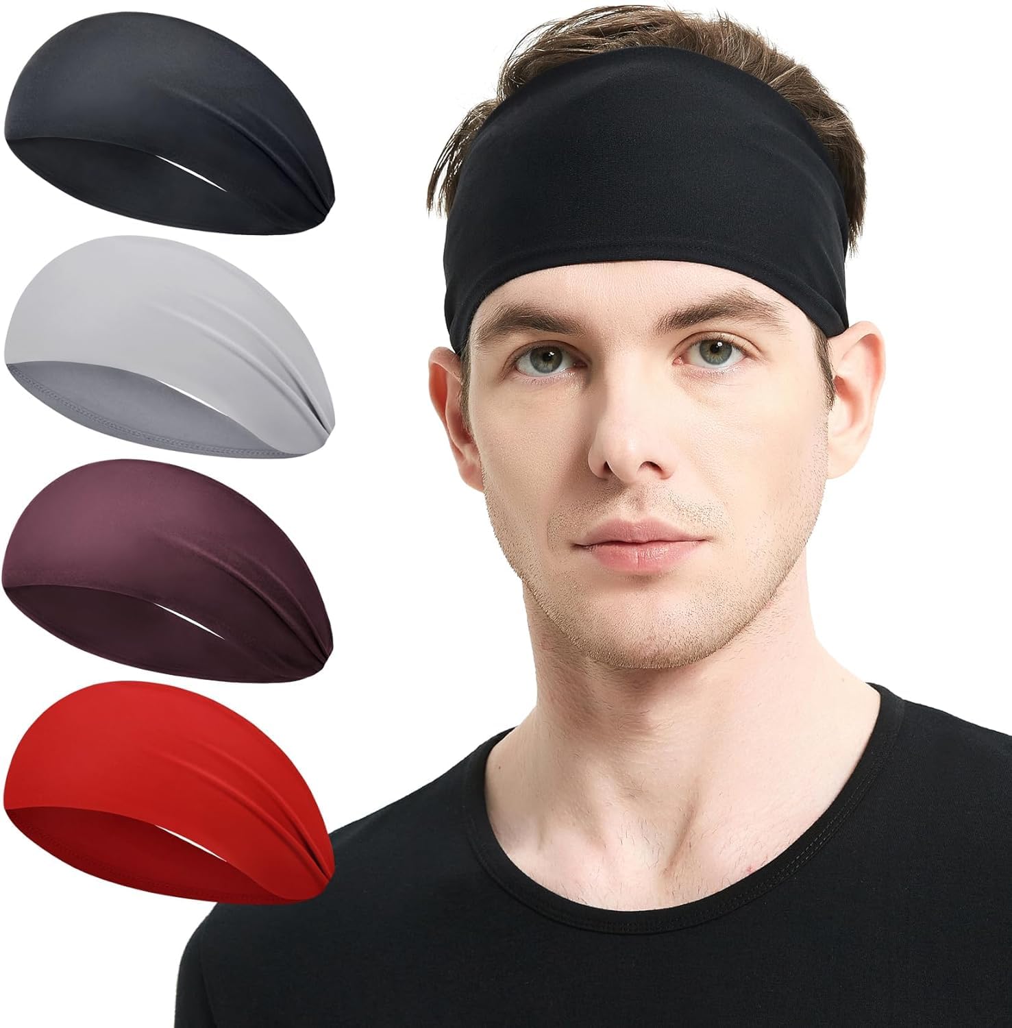 PAROPKAR Multi Sports Stretchy Headbands for Men for Football Cycling Basketball Yoga Fitness Workout Unisex Quick-Dry Sweatband (Multi Colour - 09)-picture-3