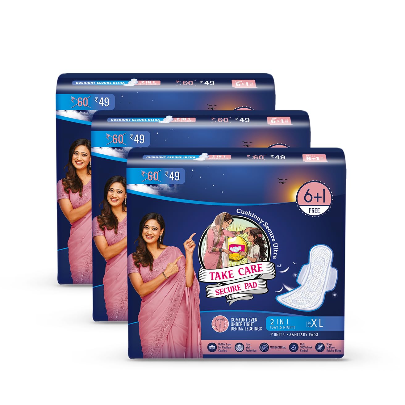 TAKE CARE ULTRA CUSHIONY SECURE TRIFOLD SANITARY PADS | BEST TRIFOLD SANITARY PADS FOR HEAVY FLOW PROTECTION | LOCKS ODOUR & WETNESS | XL - 280MM - 14 PADS (B0D8JKWY6Q) Amazon Price History, Amazon Price Tracker